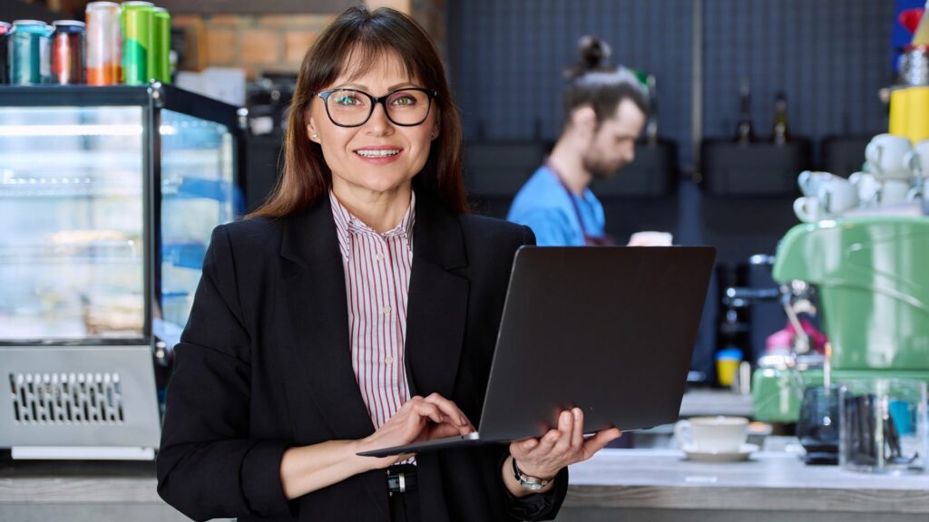 Businesswoman with laptop