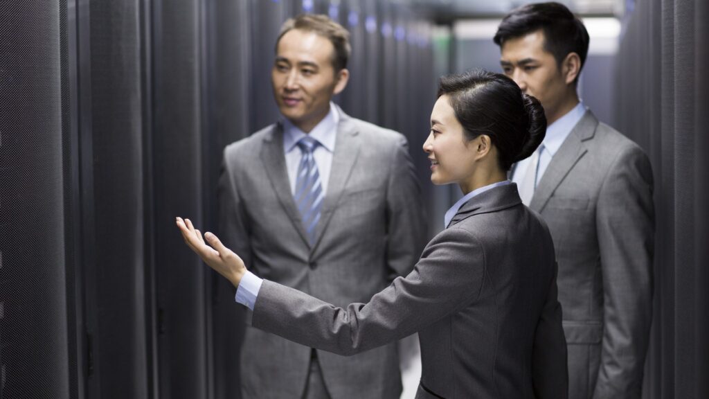 owner showing rack of managed servers